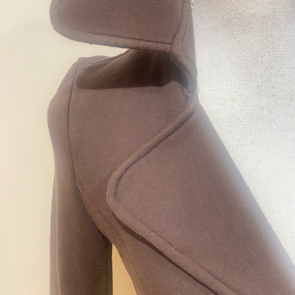 Patrizia Luca 100% Cotton brown button down pea coat big notched collar medium - Picture 9 of 11